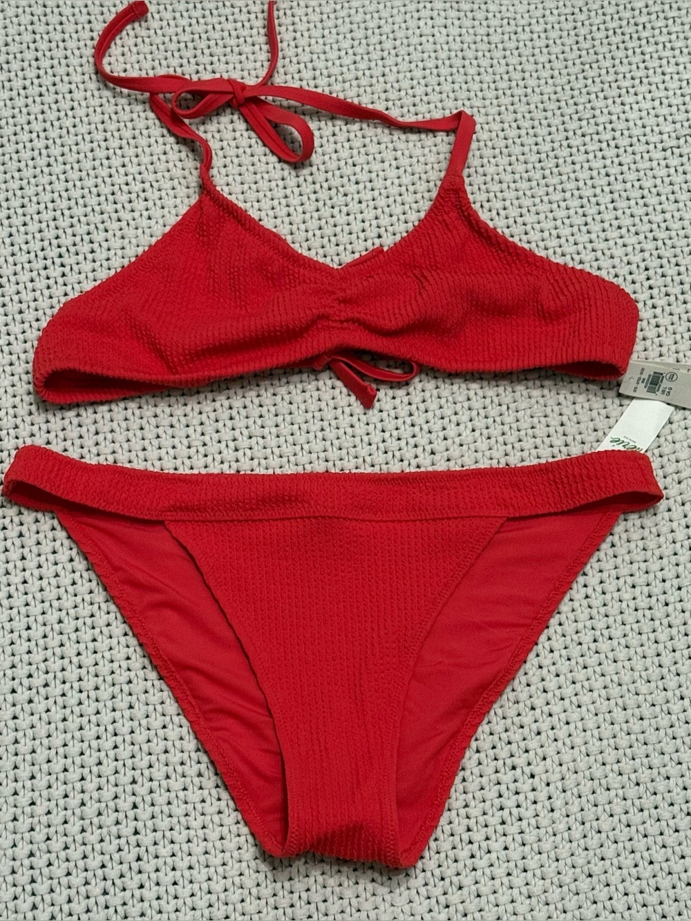 NWT Aerie Red Ribbed Bikini Set -Size Small